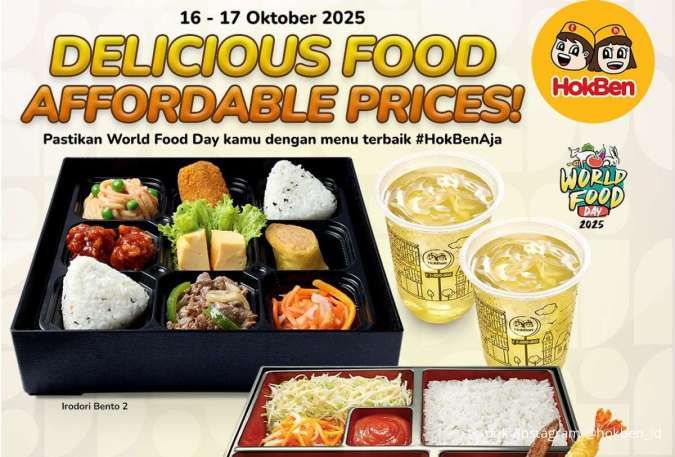 Cuma 2 Hari! Promo HokBen Hari Pangan Sedunia 2025, 2 Bento Cuma Rp 50.000-an/Orang