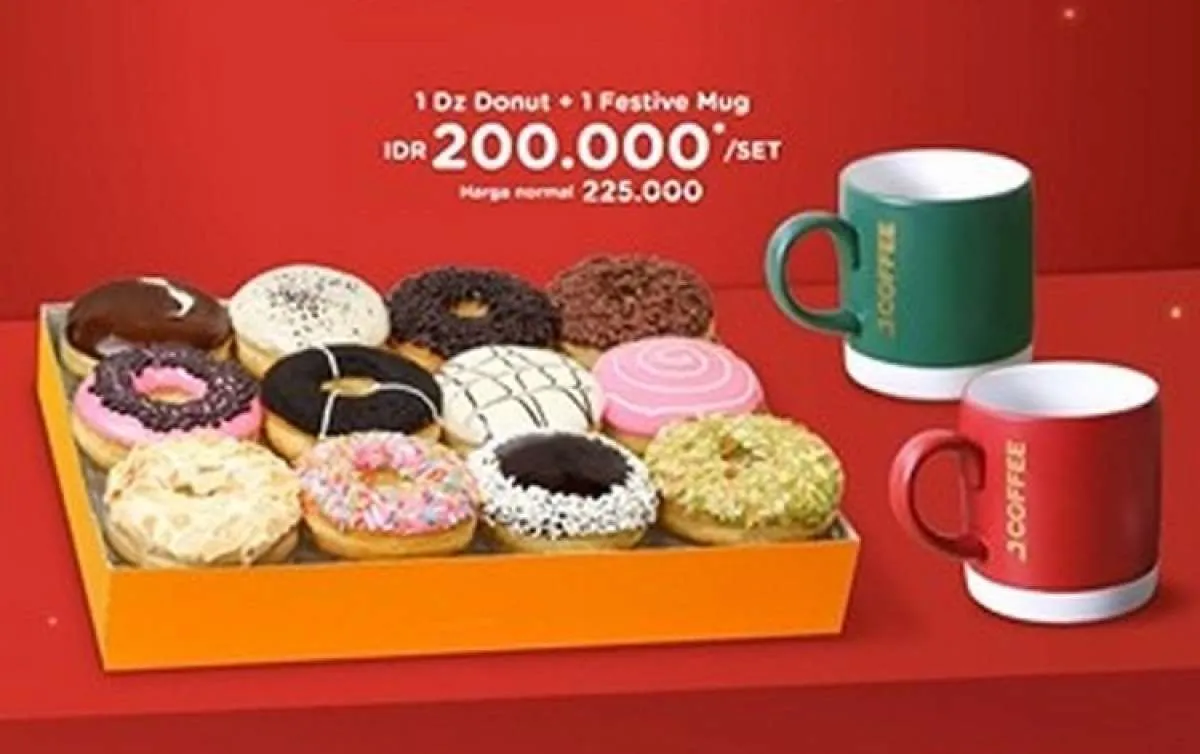 Promo J.CO Paket 1 Lusin Donut & Cangkir Hemat, Berlaku 22-28 Desember 2025