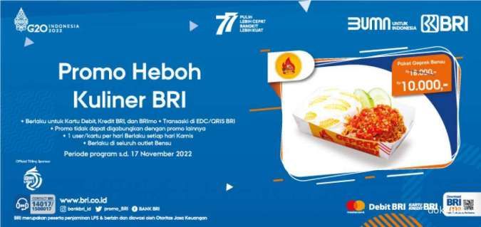 Promo Heboh Kuliner BRI Beli Paket Geprek Bensu Cuma Rp 10.000 Pakai Kartu BRI