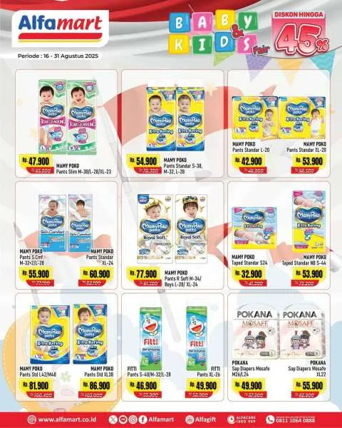Promo Alfamart Baby & Kids Fair Diskon s/d 45% Periode 16-31 Agustus 2025