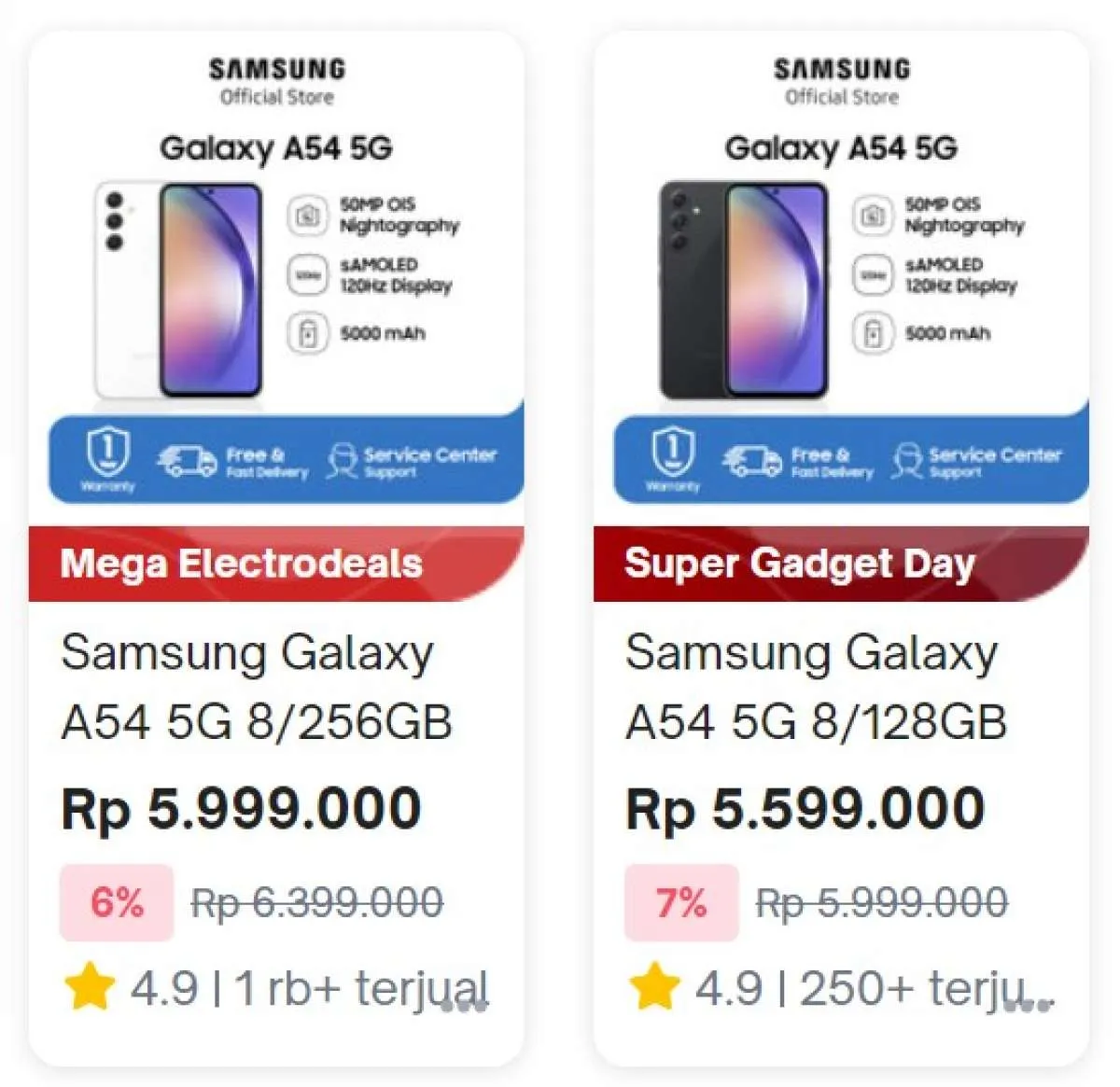 Harga HP Samsung A54 5G 8/256 GB Terbaru, Desember 2023