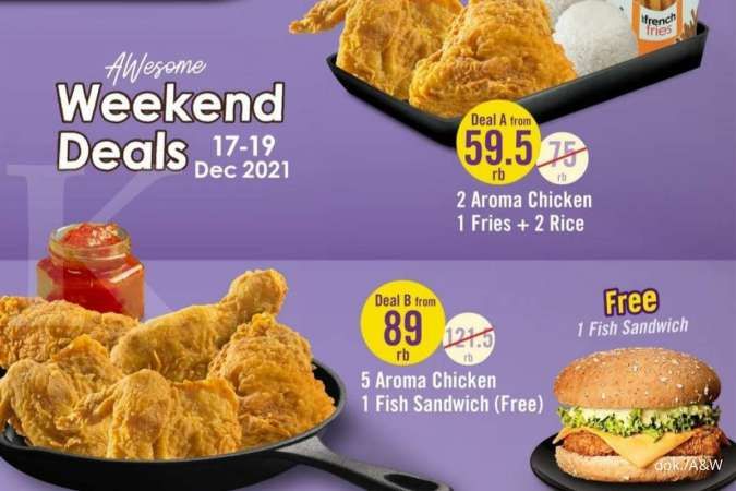 Promo A&W 17-19 Desember 2021, Dapatkan Aneka Paket Weekend Deals di Bawah Rp 90.000