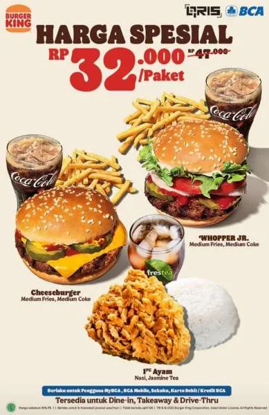 Promo Burger King Harga Spesial khusus selama bulan September 2022 pakai Kartu BCA