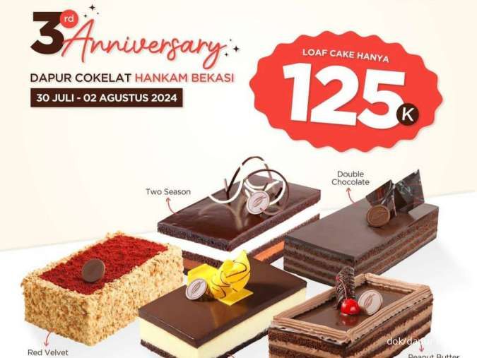 Promo Anniversary ke-3 Dapur Cokelat Hankam Bekasi Beli Cake Diskon Serba Rp 125.000