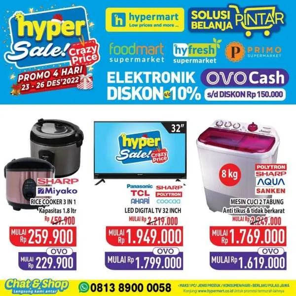 Promo Hypermart Hyper Sale Diskon s/d 70% Periode 23-26 Desember 2022