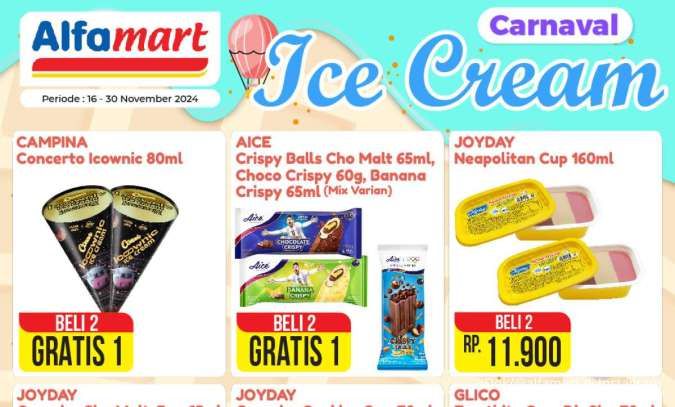 Promo Es Krim Alfamart Baru November Beli 2 Rp 8.000, Ada Diskon Besar di Superindo