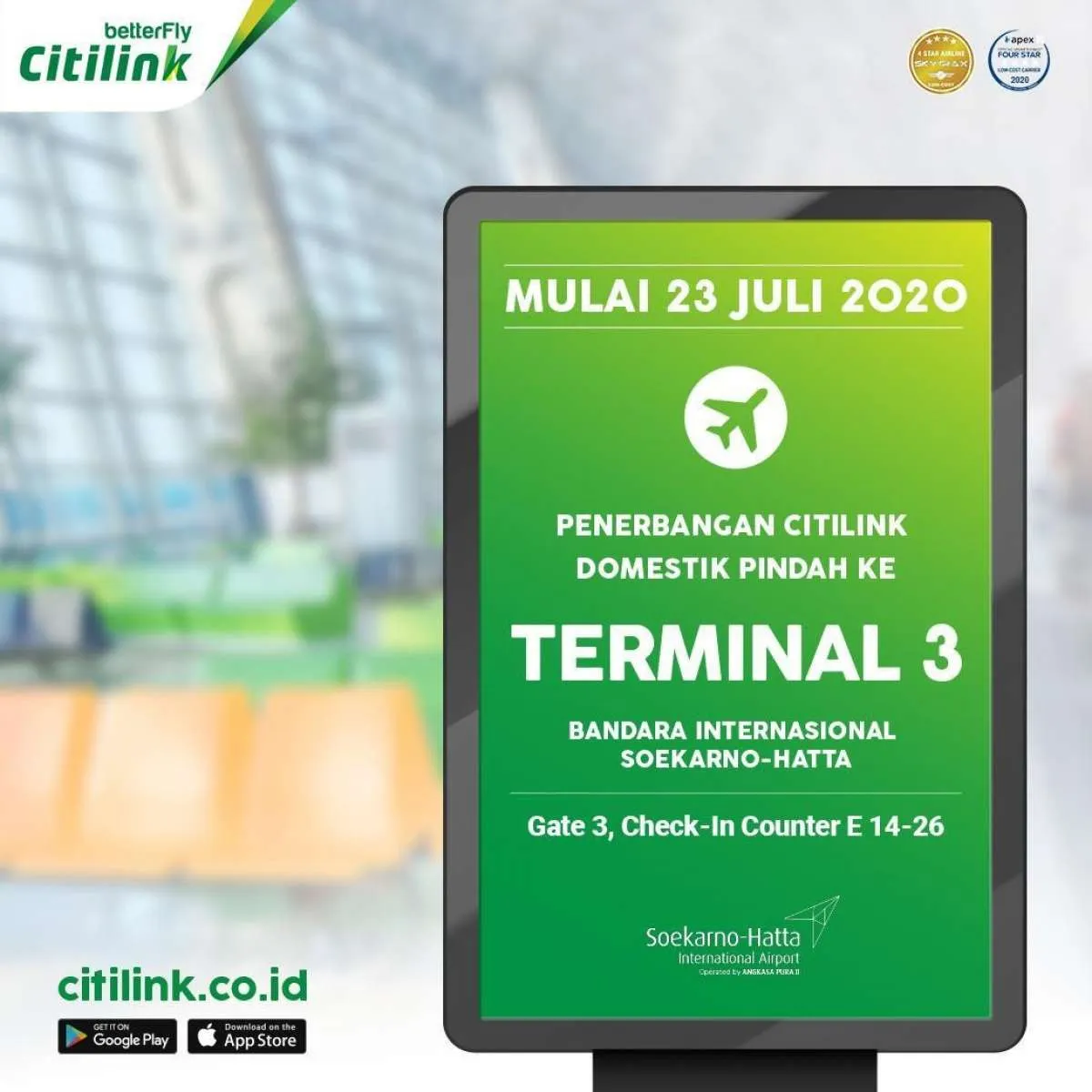 Mulai besok Kamis (23/7), Citilink pindah ke terminal 3 Bandara Soetta