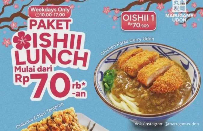 Promo Marugame Udon Oishii Lunch Weekdays, Paket Udon + Tempura Mulai Rp 70.000-an