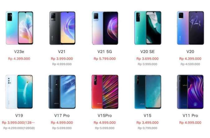 Daftar harga HP Vivo V series per Desember 2021, dibanderol Rp 3 - 5 jutaan