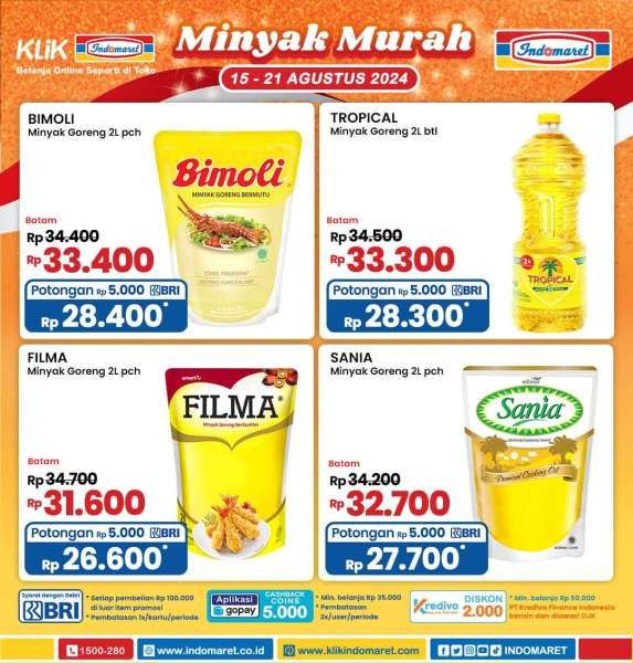 Promo Minyak Goreng Murah di Indomaret 15-21 Agustus 2024