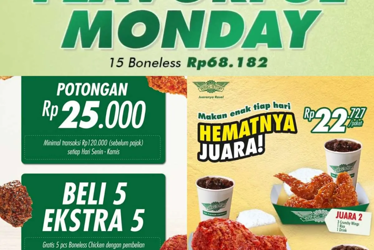 Promo Wingtsop 1-30 November 2023, Diskon BCA Beli 5 Gratis 5 Ayam