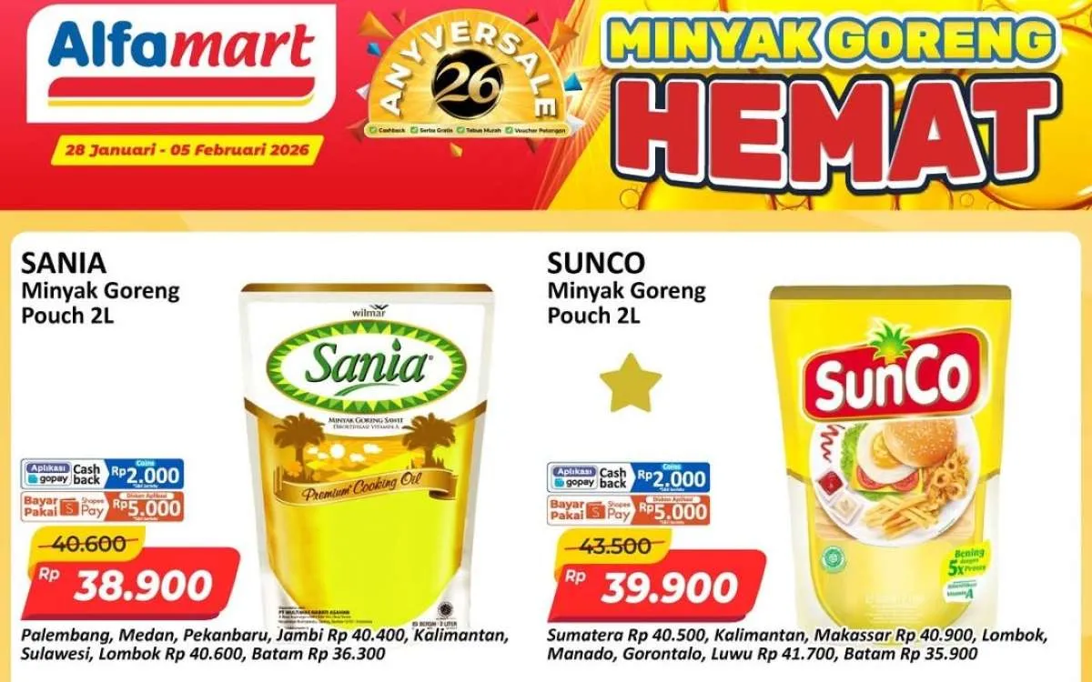 Promo Minyak Goreng di Alfamart 28 Januari-5 Februari 2026, Mulai Rp 29.900