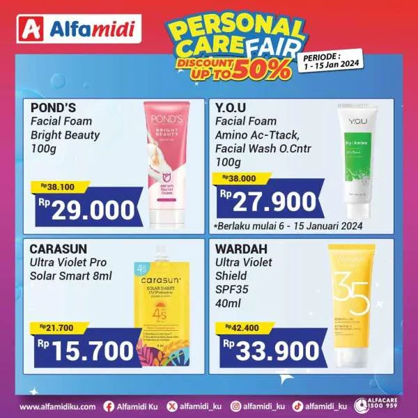 Promo Alfamidi Personal Care Fair Diskon s/d 50% Periode 1-15 Januari 2024