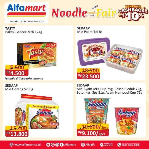 Promo Alfamart Terbaru Sampai 15 Desember 2023, Noodle Fair Cashback 10%