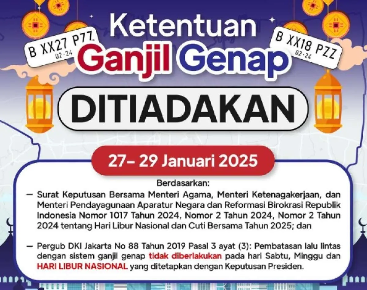 Ganjil Genap Jakarta Hari Ini Berlaku atau Tidak? (28 Januari 2025)
