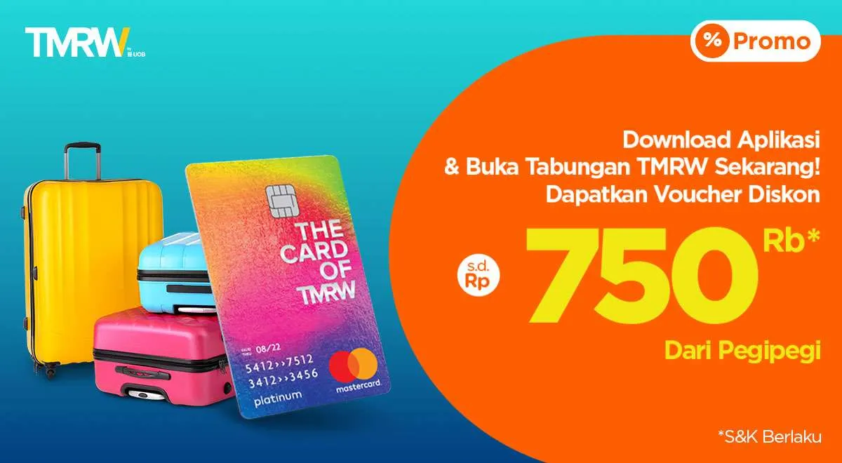 Download dan Buka Tabungan TMRW, Dapat Voucher Diskon Rp 750.000 dari PegiPegi