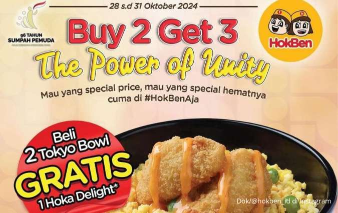 Promo Hari Sumpah Pemuda di HokBen 28-31 Oktober 2024, Buy 2 Get 3 & Mulai Rp 14.000