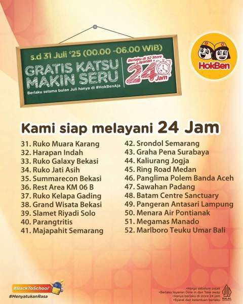 Promo HokBen Gratis Chicken Katsu di Bulan Juli 2025