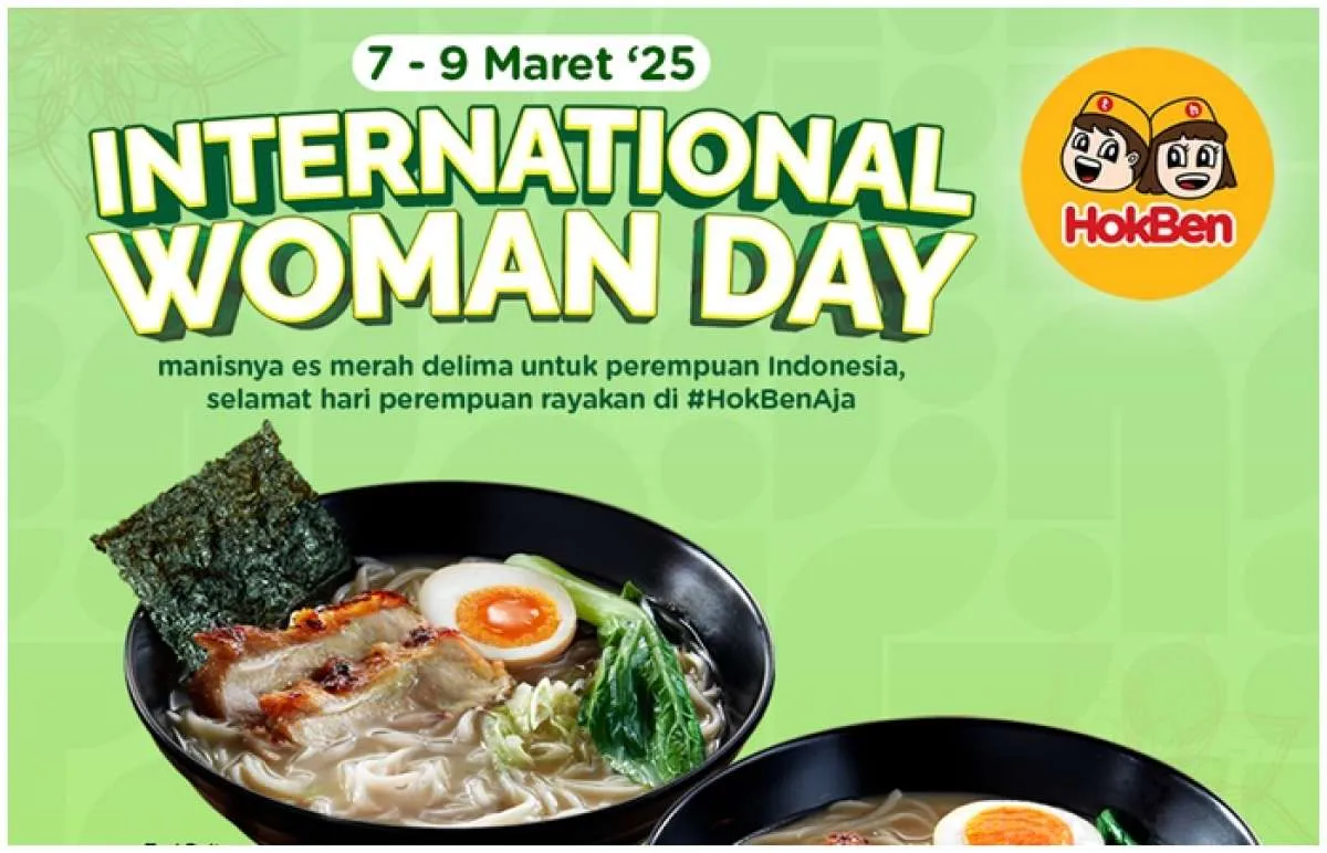 Promo Hokben International Woman Day 7-9 Maret, Beli Ramen Gratis Es Merah Delima 