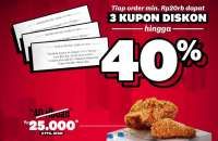 Makan Puas, Bayar Hemat! Cek Promo KFC 3 Kupon Diskon sampai 40% Sekarang