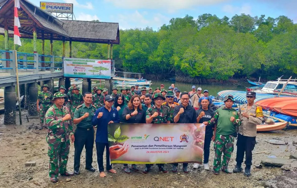 QNET dan Kodim 1611 Badung Lanjutkan Upaya Pelestarian Hutan Mangrove di Bali