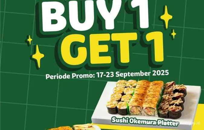 Promo Sushi Yay! 17-23 September, Buy 1 Get 1 Sushi Favorit Khusus Delivery 