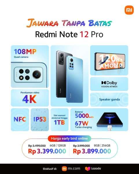 Spesifikasi dan Harga Xiaomi Redmi Note 12 Pro
