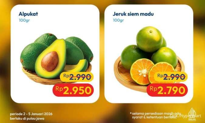 Promo JSM Hypermart Periode 2-5 Januari 2026, Aneka Buah Segar Harga Spesial