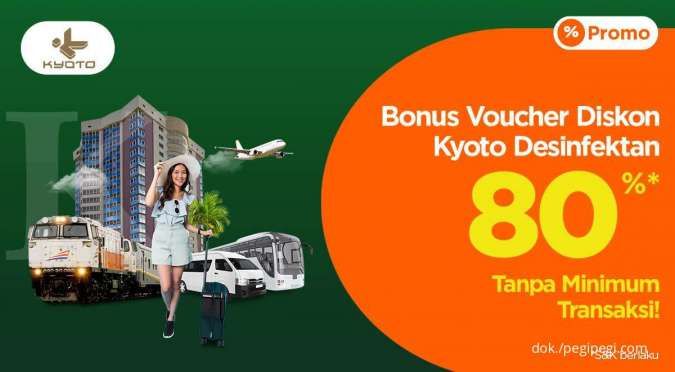 Pesan Semua Produk PegiPegi, Bonus Voucher Diskon Kyoto Desifektan 80%
