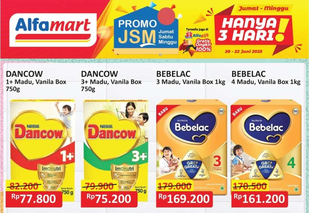 Promo JSM Alfamart 22 Juni 2025, Susu Dancow dan Bebelac Hemat Berakhir Hari Ini