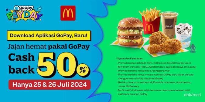 Promo McD Gopay Payday Cashback 50% Gopay Coins Edisi 25-26 Juli 2024