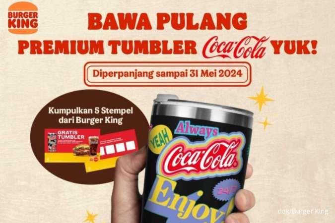 Promo Burger King Bagi-Bagi Tumbler Cantik ala Coca Cola di Periode 1-31 Mei 2024
