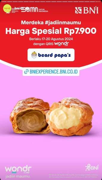 Promo Wondr by BNI di Beard Papas Spesial Kemerdekaan 17-20 Agustus 2024