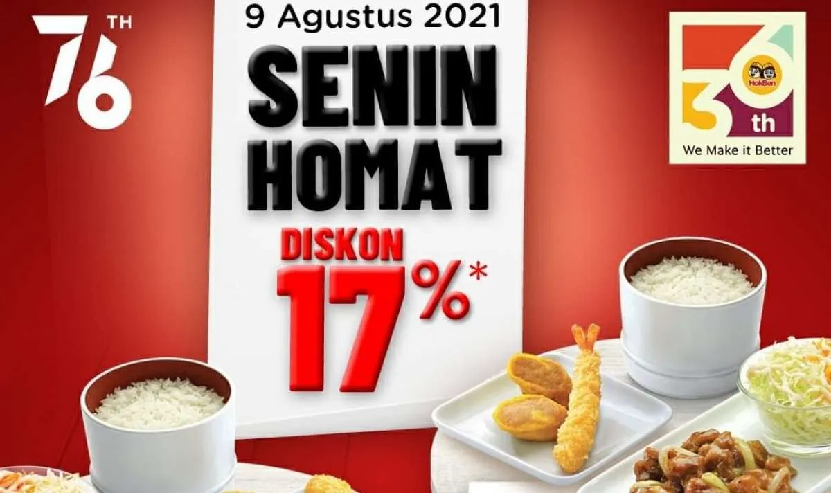 Promo HokBen terbaru 9 Agustus 2021, Senin hemat dengan potongan diskon 17%