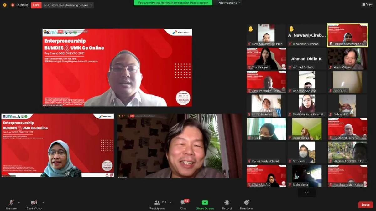 GBBI & Pertamina SMEXPO 2021, Gelar Pelatihan Entrepreneurship BUMDES & UMK Go Online