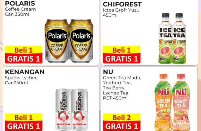 Promo Alfamart 21-23 November 2025, Aneka Minuman Beli 1 Gratis 1 dan Beli 2 Gratis 1