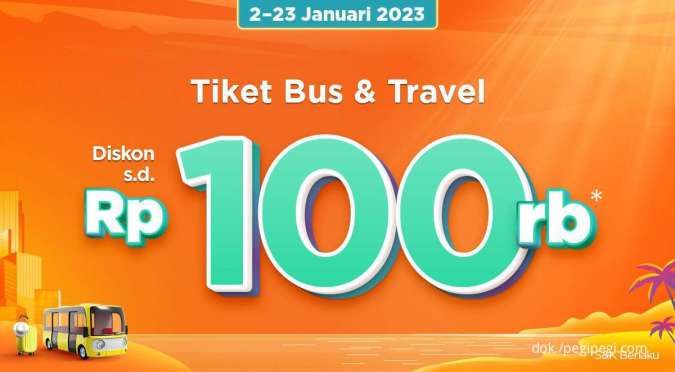 Promo PegiPegi Time 2-23 Januari 2023, Diskon Tiket Bus & Travel Hingga Rp100.000