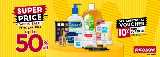 Promo Watsons, Ada Diskon Hingga 50% Berlaku 17-23 Januari 2022