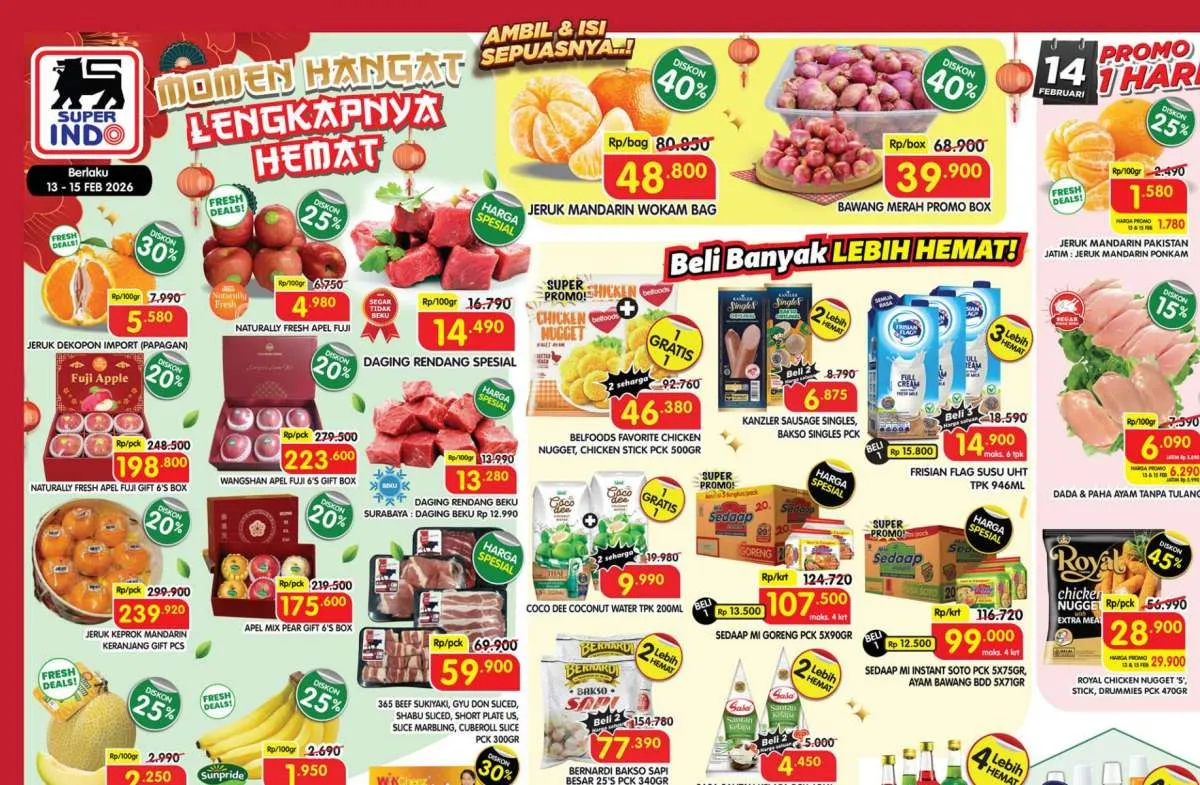 Promo JSM Superindo 13-15 Februari 2026, Diskon Buah & Daging Jelang Imlek