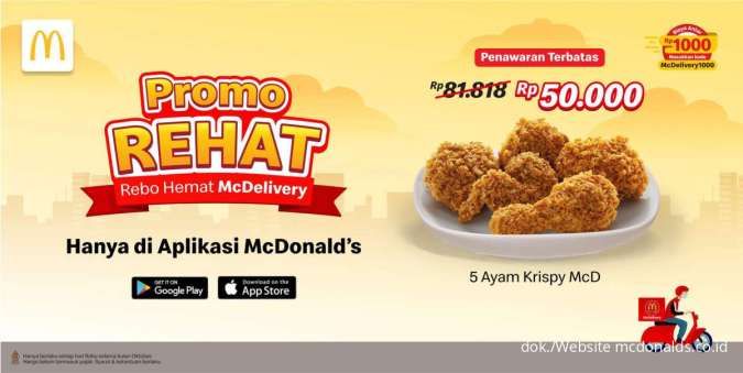 Promo McD Rebo Hemat 5 Ayam Krispy Hanya Rp 50.000, Khusus Lewat Aplikasi McDonald's