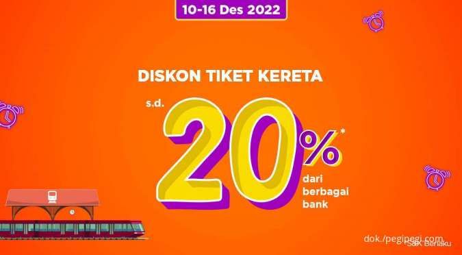 Promo PegiPegi Time! Diskon Tiket Kereta hingga 20% Berbagai Bank Periode 16 Jan 2022