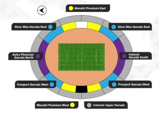 Seat plan Indonesia vs Bahrain di GBK