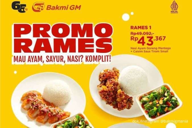Promo Rames Bakmi GM 11-24 Juli, Paket Komplit Nasi Lauk Favorit Cuma Rp 40.000-an