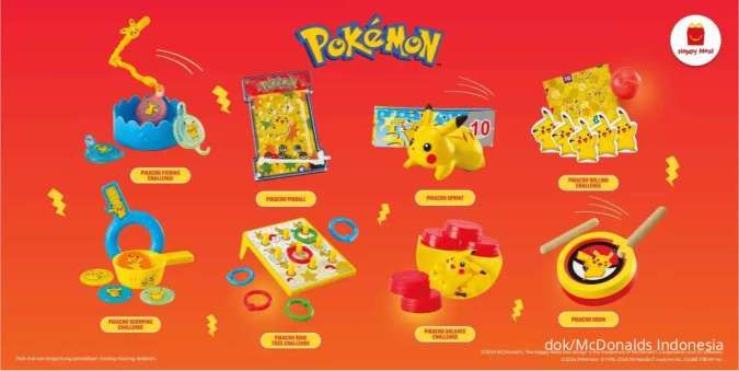 McD Happy Meal Pokemon 2024, Gratis 1 Mainan Pikachu dan 1 Mainan Ekstra