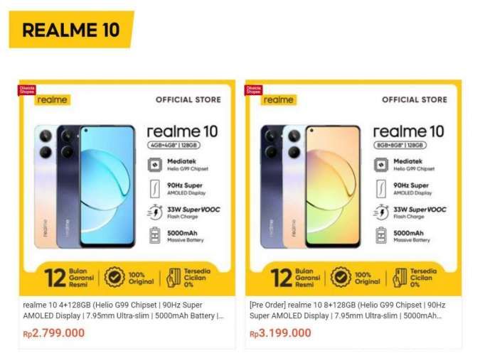 Daftar Harga HP Realme 10 Terbaru Desember 2022, Tersedia Tiga Varian