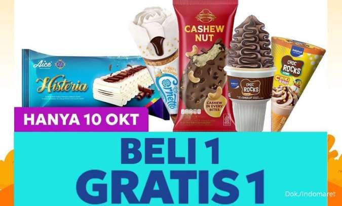 Promo 10.10 Indomaret Spesial Harbolnas, Aneka Es Krim Beli 1 Gratis 1 Hanya Sehari