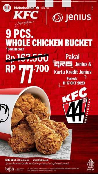 Promo KFC Spesial 44th Anniversary KFC Oktober 2023