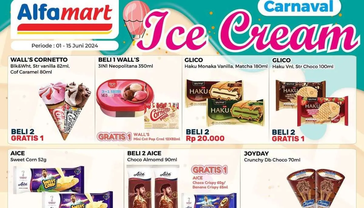 Promo Es Krim Alfamart Juni 2024, Joyday Beli 1 Gratis 1 Sampai Beli 2 Rp 7.000 Saja
