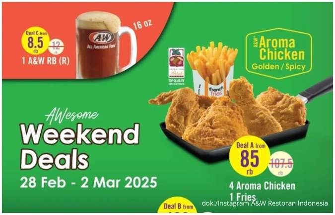 Promo A&W Weekend Deals 28 Februari - 2 Maret, Bisa Dapat Double Cheeseburger Gratis