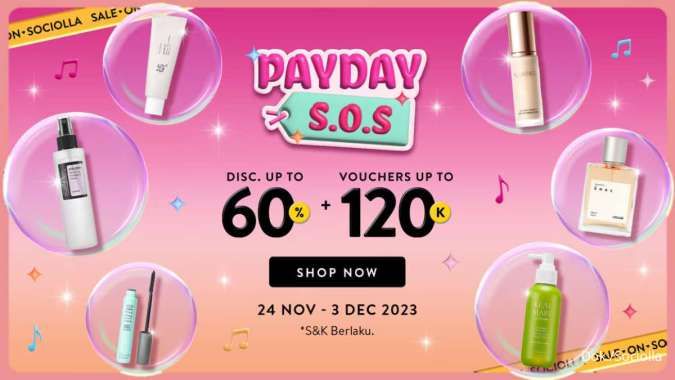 Promo Sociolla Payday S.O.S sampai 3 Desember 2023, Diskon hingga 60%